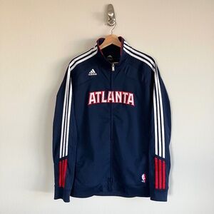 Adidas Atlanta Hawks Three Stripe Blue and Red Jacket Size Large